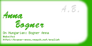 anna bogner business card